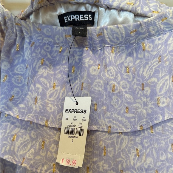 Express Light Lavender Off-Shoulder Ruffle Romper - Picture 3 of 7